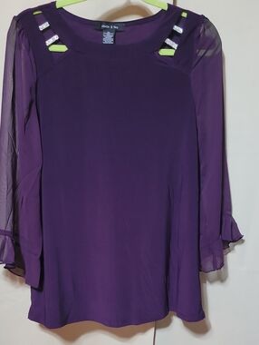 Adele & May Purple Sheer Sleave Top